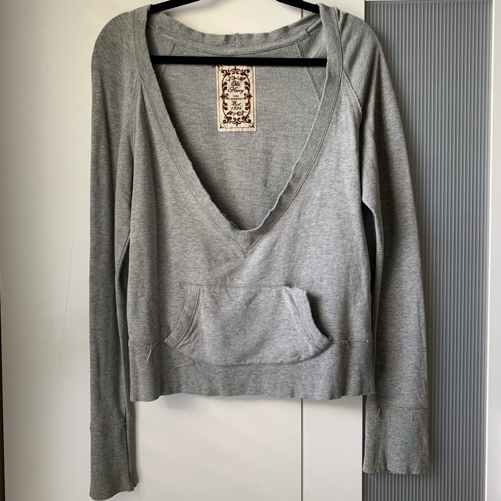 Grey pull over V neck